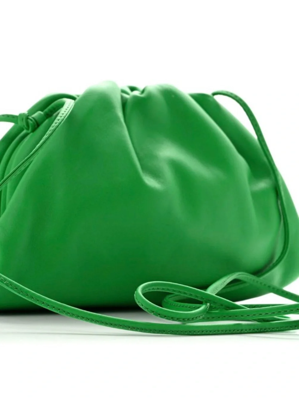 Bottega Veneta Bright Green Leather Drawstring Pouch